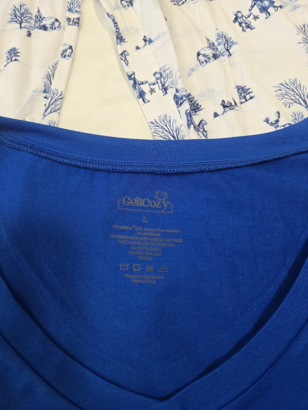 NWT Bamboo Womens Pajamas Set. Pocket V-neck Tshirt And Pants! Size Large - Picture 9 of 9